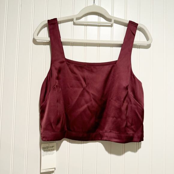 Abercrombie Fitch Satin Square Neck Cropped Tank NEW Size Small - Picture 1 of 7